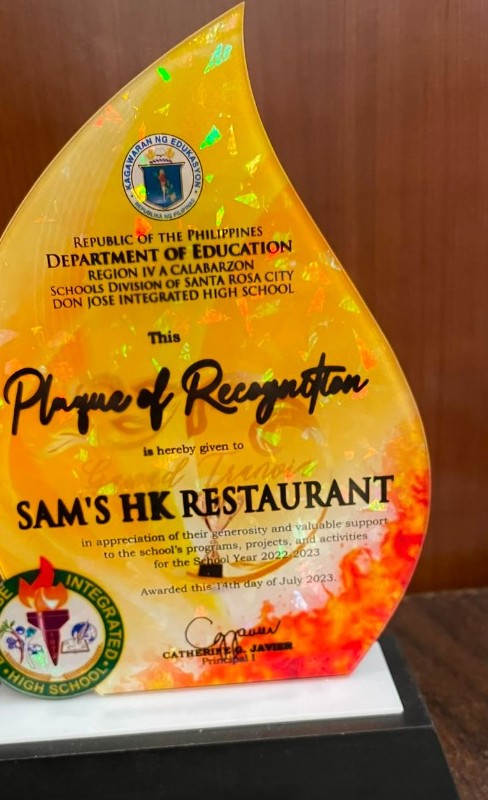 Department of Education Plaque of Recognition